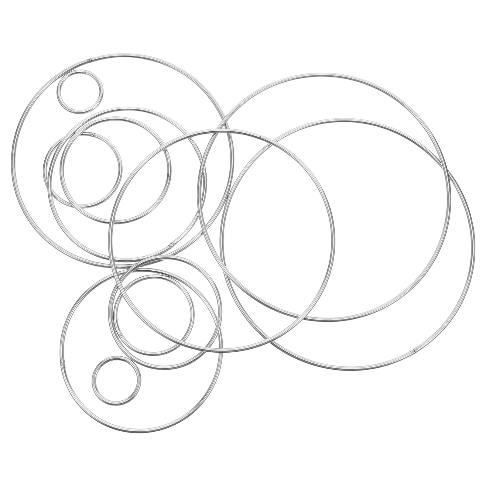 

12Pcs Stainless Steel Round Rings 304 Metal Craft Hoops for Dreamcatcher Macrame Wreath Frames DIY Hanging Supplies