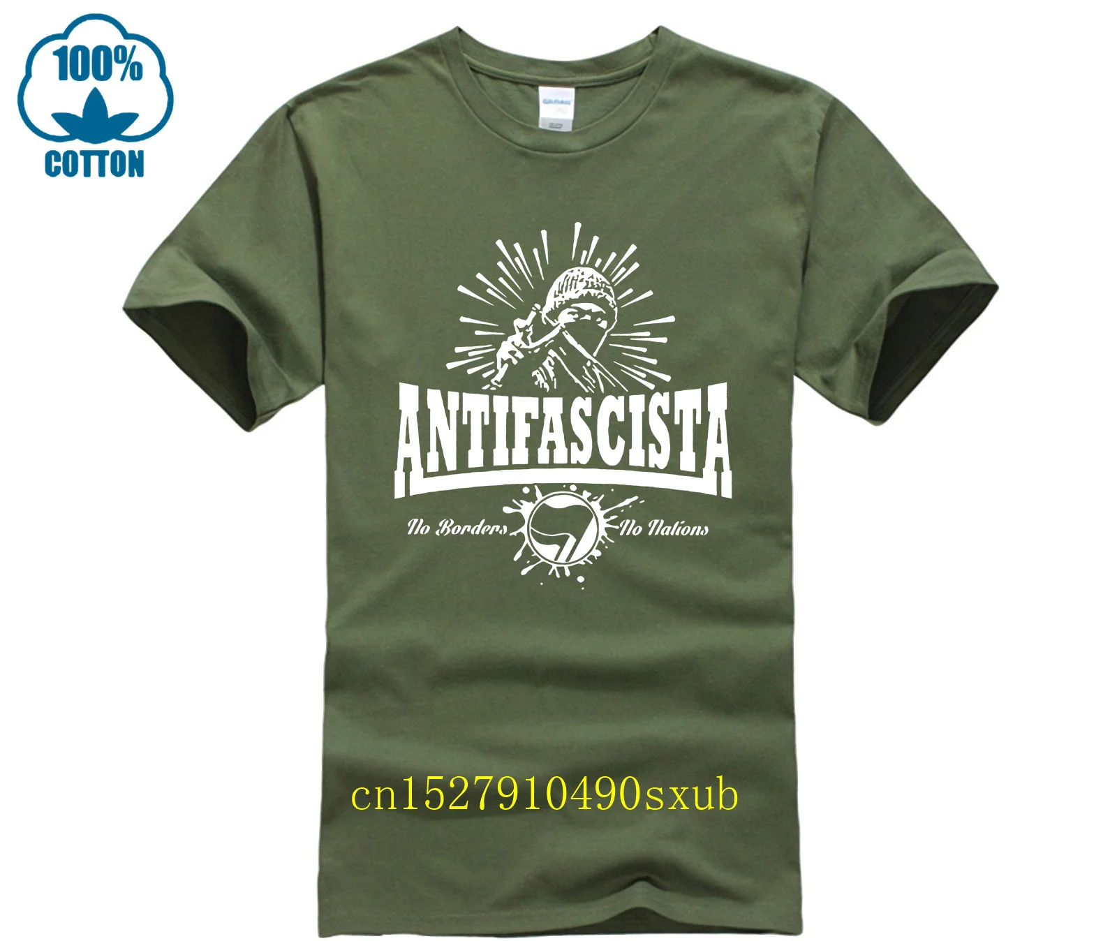 Men\'s Cool Short-Sleeve T-Shirt Antifascista! No borders, no nations