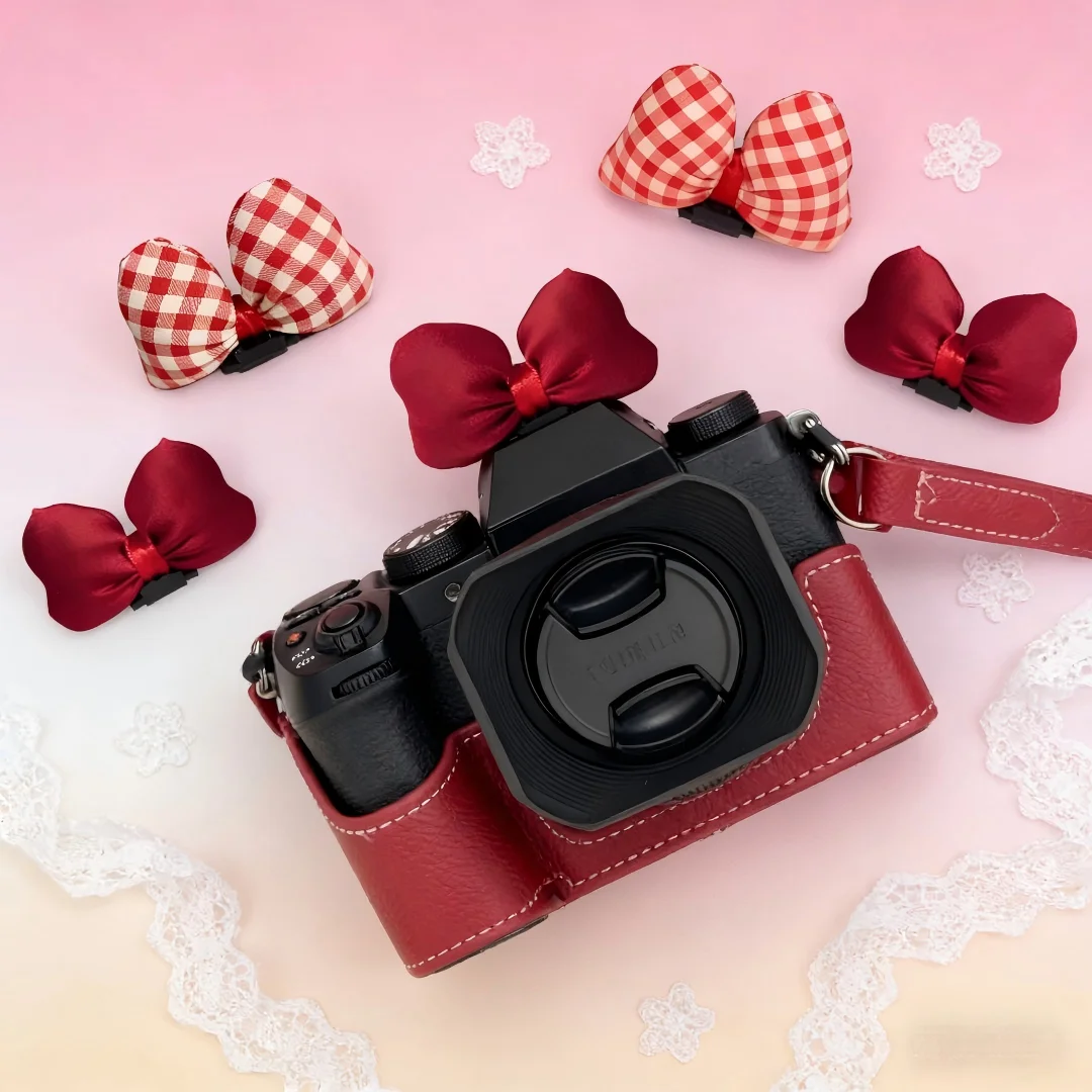 Cute DIY Bow Camera Hot Shoe Cover Anti-dust Protector for Canon R50 R8 Nikon Z30 ZF Leica Q3 Q2 Fuji XT4 XT3 XT50 Accessories