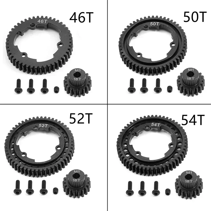 الصلب 46T 50T 52T 54T حفز والعتاد مع M1 18T ترس 6447 6449 ل Traxxas 1/5 X-Maxx 1/7 XO-1 1/10 Maxx 1/10 E-REVO 2.0V