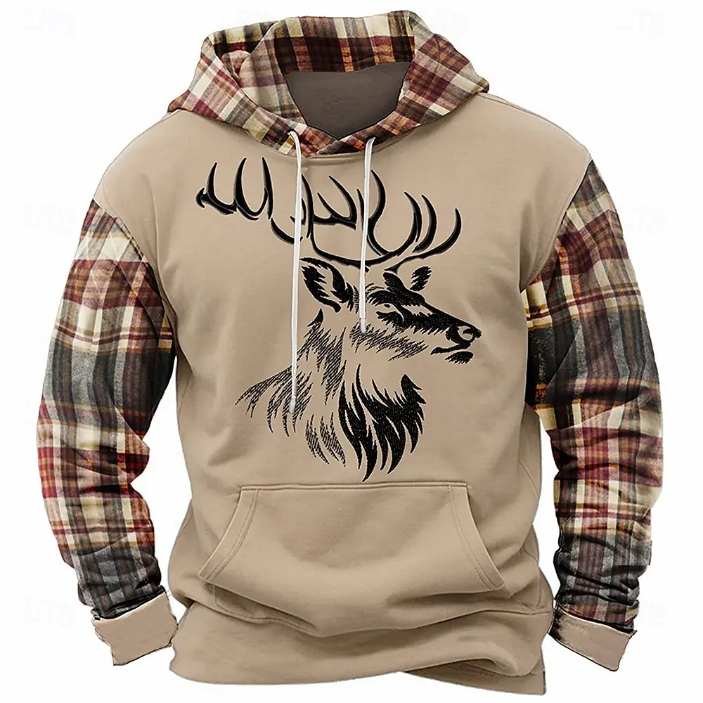 Outdoor Camouflage Hunting Mens Hooded Shirt Autumn Winter Sweatshirts Funny Milu 3D Deer Print Oversized Hoodie Casual Clothing