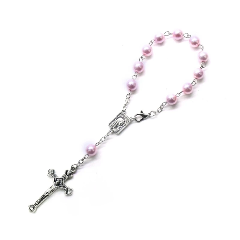 Pearl Finger Rosaries Baptism Rosary Beads Finger Baptism Rosaries First Communion Favor Christening Party Gift F3MD