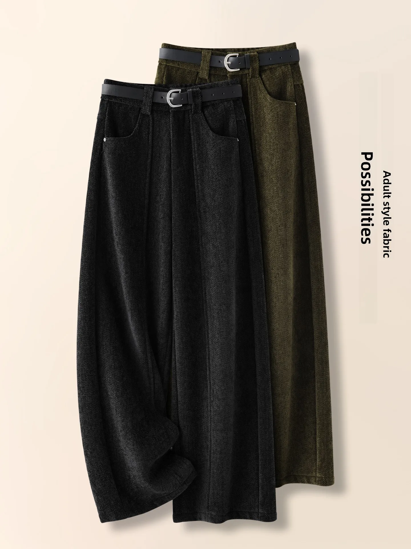 

Брюки с высокой талией и широкими штанинами из флиса, женские повседневные брюки прямого кроя, осенне-зимние, новая модель, популярные, стройнящие, удобные брюки