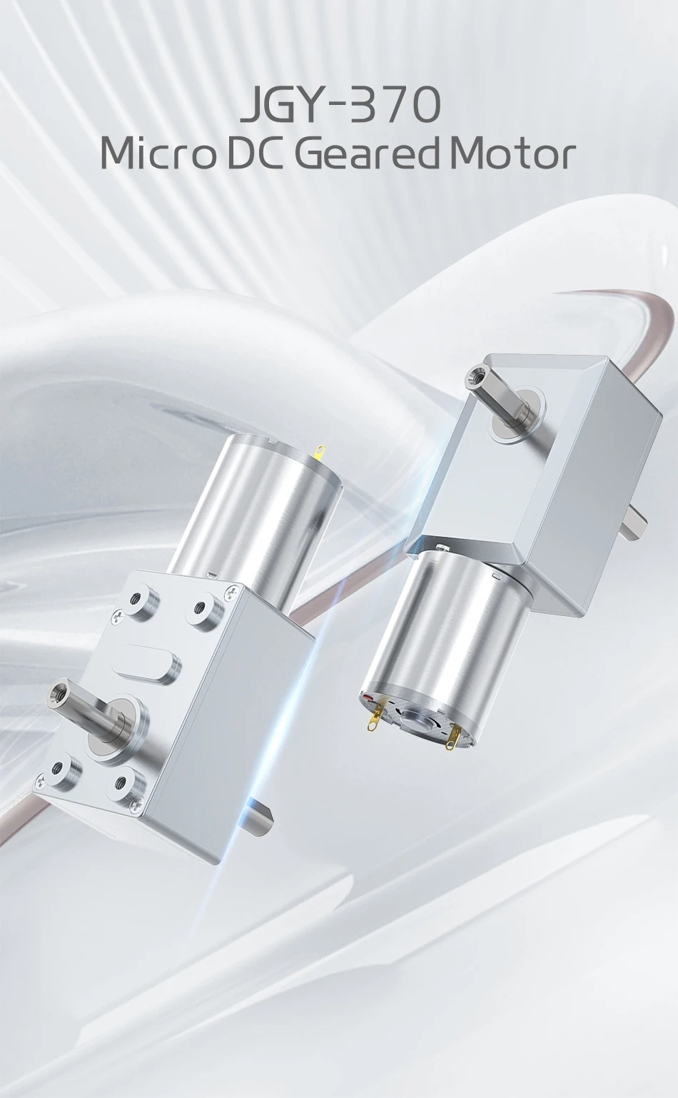 Doppelwellen-Turbo-Schneckengetriebemotor mit Hohem Drehmoment JGY-370 6V 12V 24V DC Elektromotor mit Umkehrfunktion und Selbstverriegelung, Doppelausgangswelle – Detail 5