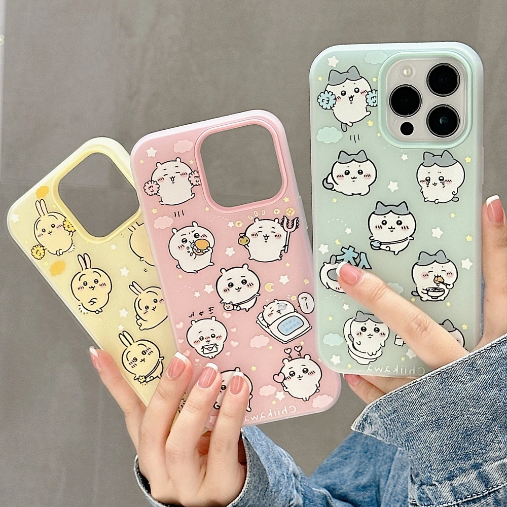 Cute Cartoon Japan Anime Chiikawa Usagi Hachiware Phone Case For iPhone 17 16 15 14 13 Pro Max Cases Shockproof Soft TPU Cover