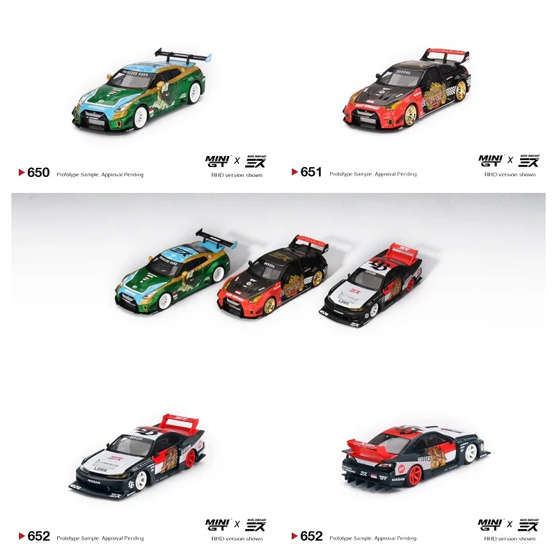 

MINIGT 1:64 Nissan 35GT-RR Ver.2 LB-Super Silhouette S15 SILVIA RORO GARUDA BARONG Alloy Diecast Car Model Limited Chase Version