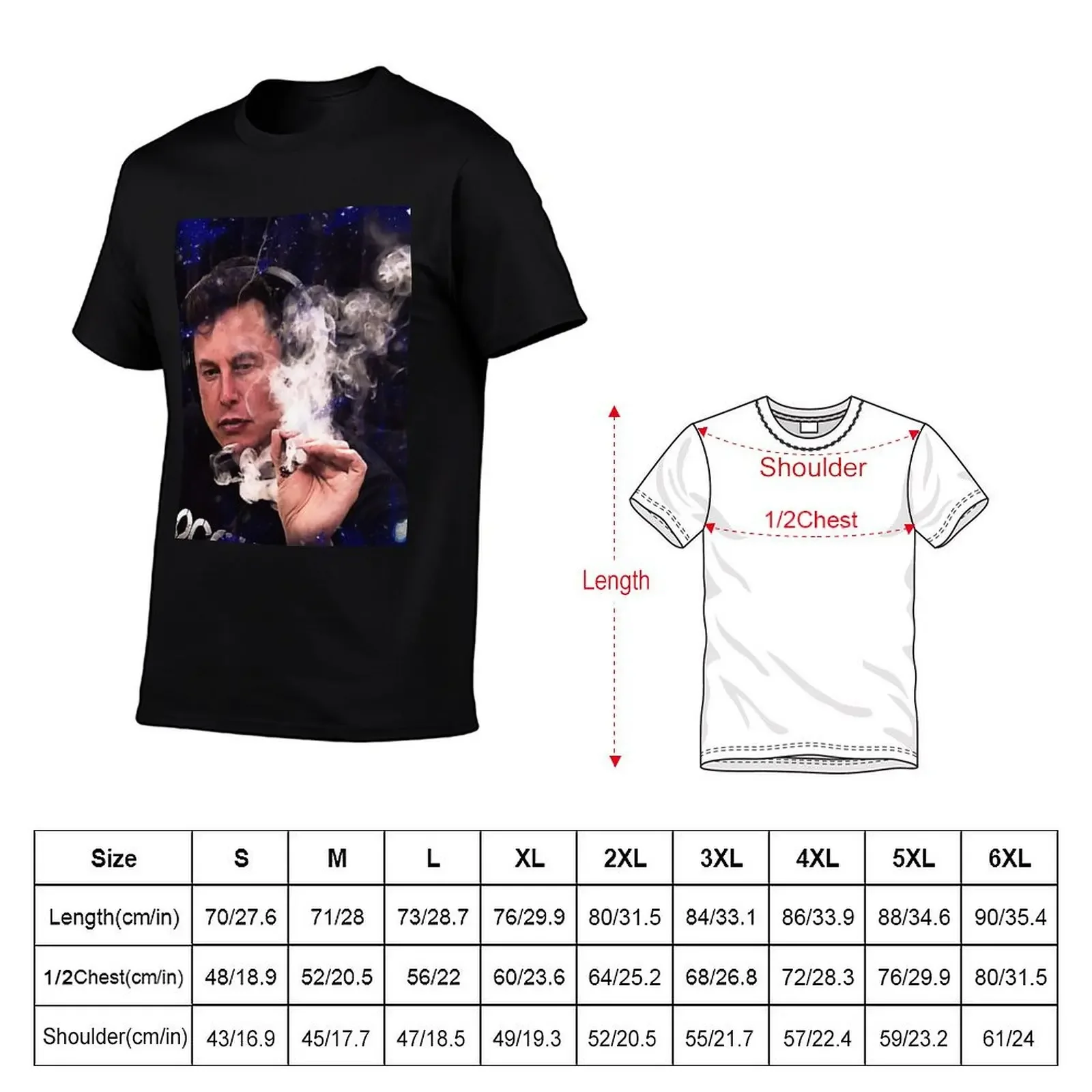 Elon Musk smoking T-Shirt korean fashion tops plain black t shirts men