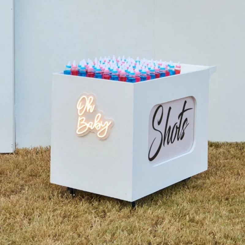 Custom RGB Light Night Club Portable Cart Portable Metallic Customized Shot Glass Cart