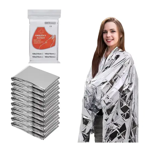 Rhino Rescue Emergency Blanket 1.3*2.1m Space Mylar Thermal for Outdoors, Hiking, Survival Blanket 10PC