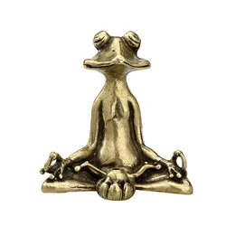 Vintage Brass Meditation Zen Buddhist Frog Statue Trinket Copper Animal Sculpture Incense Burner Home Desk Decoration Tea Pet