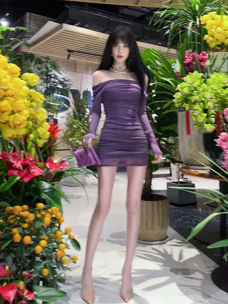 فساتين نسائية مكشوفة الأكتاف بأكمام طويلة ملابس قطنية كوكيت هاراجوكو للشاطئ الساخن فضفاضة جديدة في ملابس سميكة فستان نسائي مثير