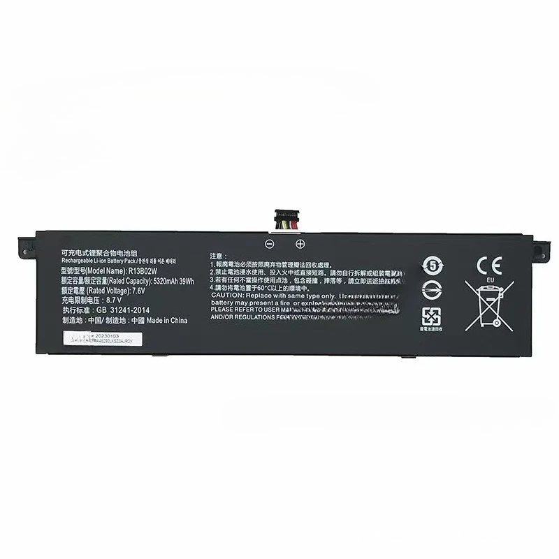 High Quality New 7.6V 5320mAh Laptop Battery R13B02W For Xiaomi Mi Air 13 13.3 R13B01W R13B02W TM1604 TM1613 TM170 3