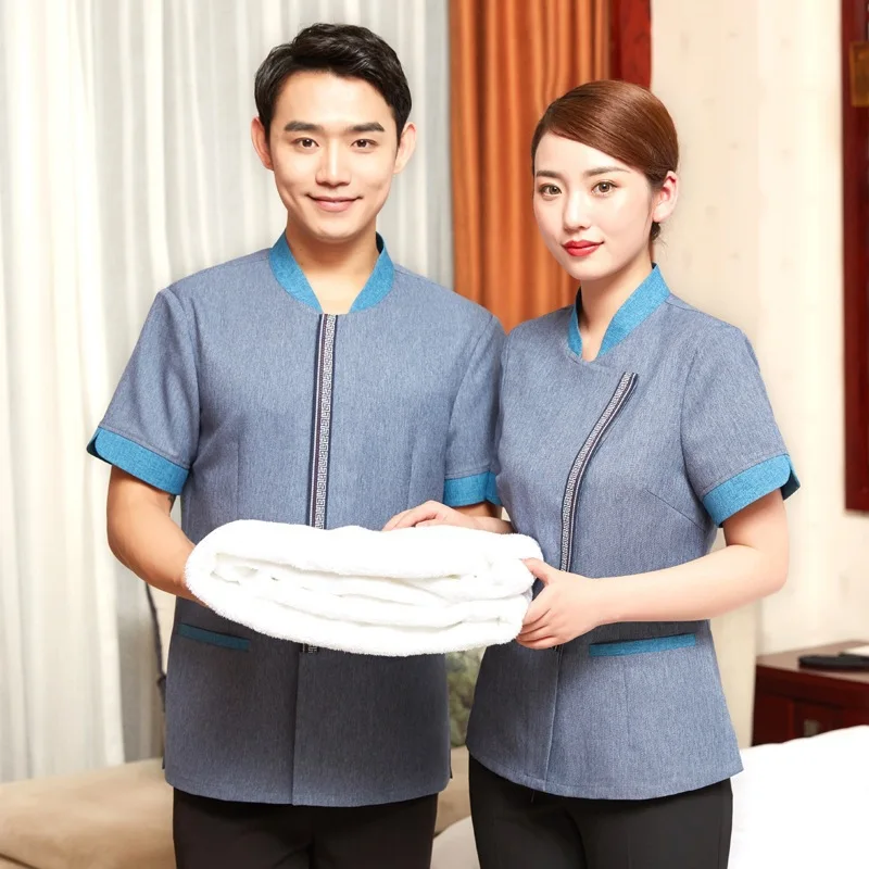 Cleaning Work Uniform for Women Hotel Room Cleaning Aunt Property Cleaning Uniform Short Sleeve LinenPAHotel Housekeeping Unifor