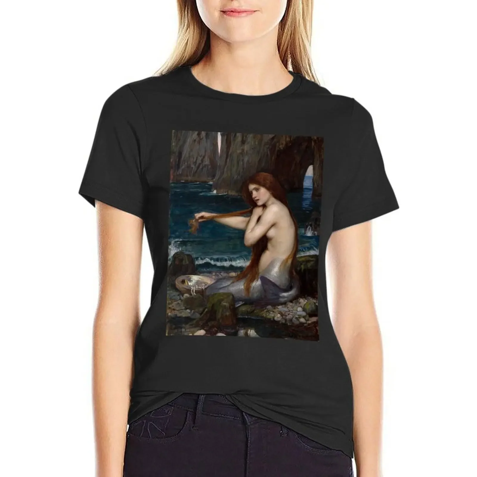 

The Mermaid, by John William Waterhouse T-Shirt plus sizes anime summer top funny t shirts for Women