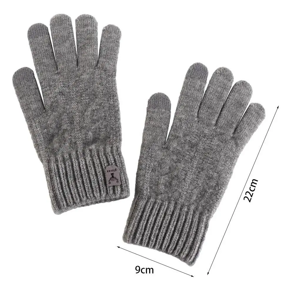 Soft Wool Men Knitted Gloves Touchscreen Solid Color Knitted Woolen Gloves Mittens Warm Full Finger Gloves Fishing