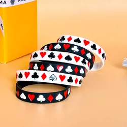 10Pcs Casino Las Vegas Theme Silicone Bracelet Poker Wristband for Adults Boy Birthday Bachelorette Game Night Party Favors