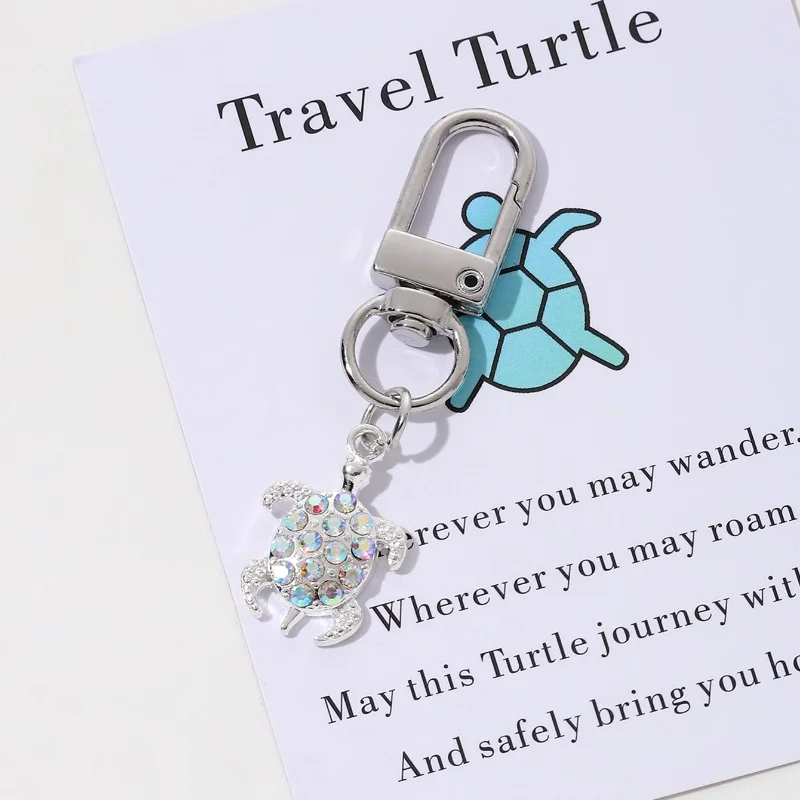 1 قطعة بطاقة صغيرة الفيروز السلاحف السلحفاة يرافقك لفترة طويلة رومانسية المفاتيح هدية عيد الحب كيرينغ