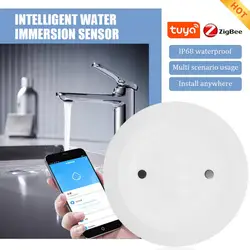 Smart ZigBee Water Leak Detector, Sensor de Inundação, Ligação de Água Total, Alarme, Monitoramento Remoto, APP, Tuya