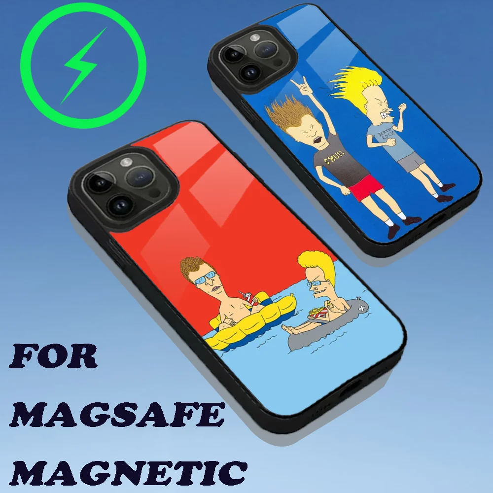 B-Beavis and B-Butt-Head Phone Case For iPhone 15,14,13,12,11,Plus,Pro,Max Mini Magsafe Magnetic Wireless Charging