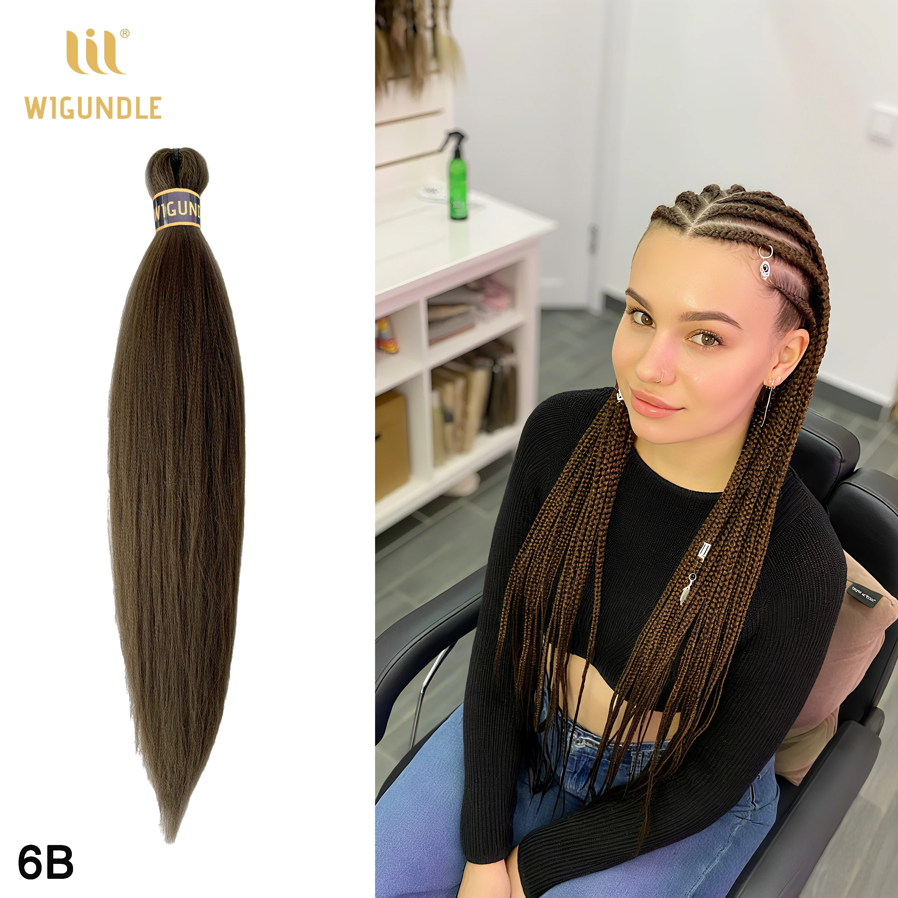 

26 inches Pre Stretched Braiding Hair Extensions Crochet Hair Soft Yaki Synthetic Hair for Braiding Comfortable Without Itching