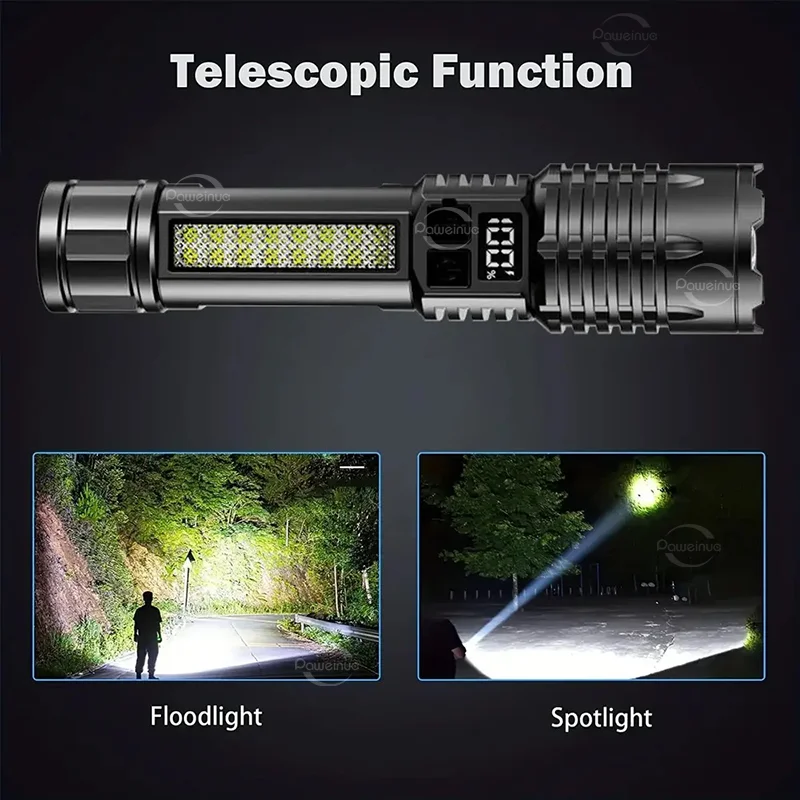 NEW High Power Led Flashlights Built-in 18650 Battery Tactical Flashlight Emergency Spotlight Most Powerful Fishing Lamp Lantern