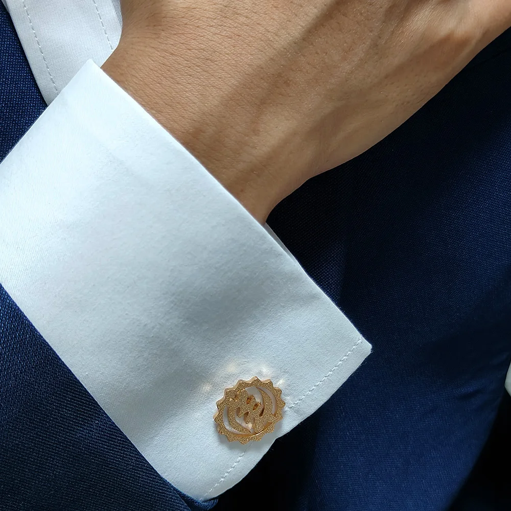 

New matte African symbol creative cufflinks, 18K gold-plated sleeves, shirt button accessories, suitable for men's daily banquet