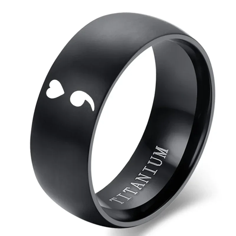 New Arrive Semicolon Rings Girl's Women Ring Mental Health Elegant Gifts Ring Inspirational New Style Jewelry