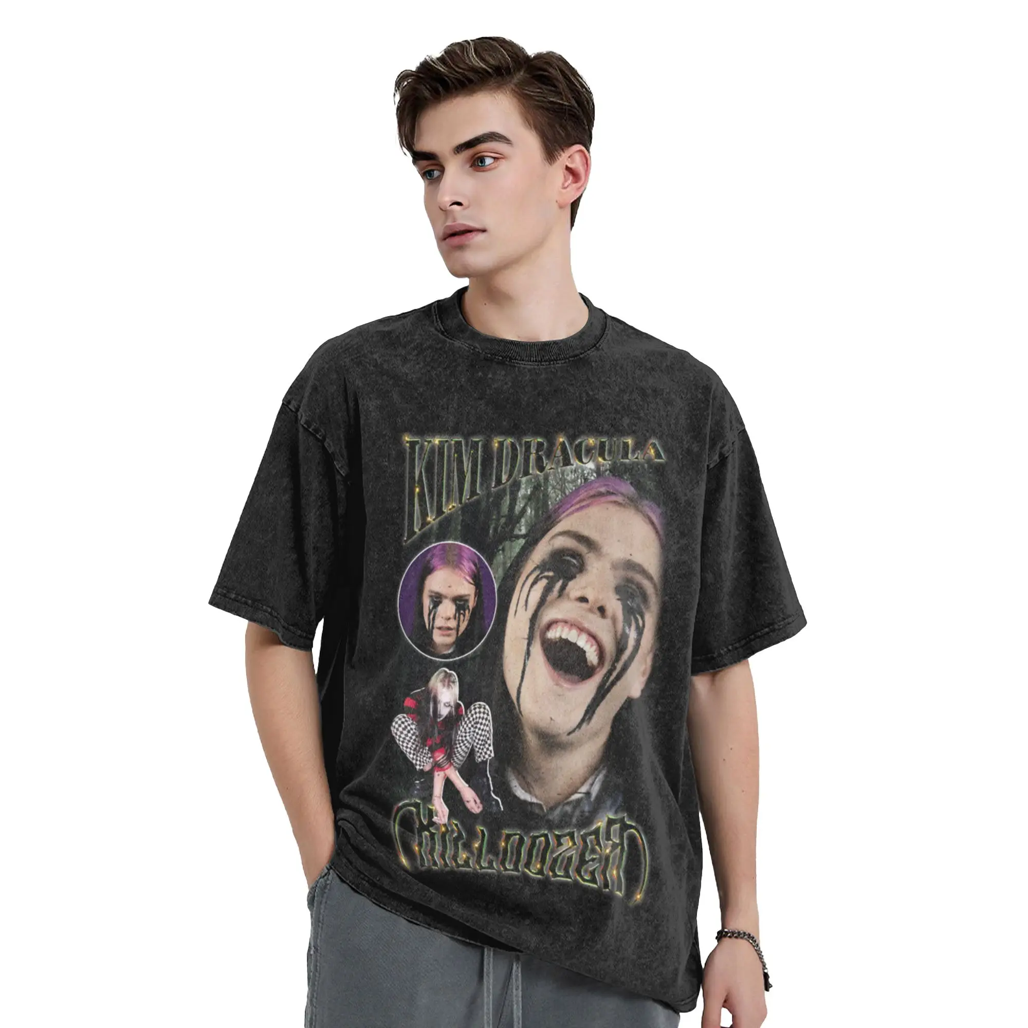 Kim Dracula - Vintage 90s Bootleg Unique Stylish A Washed T Shirt Men's Women's Oversized Cotton Tees Tops
