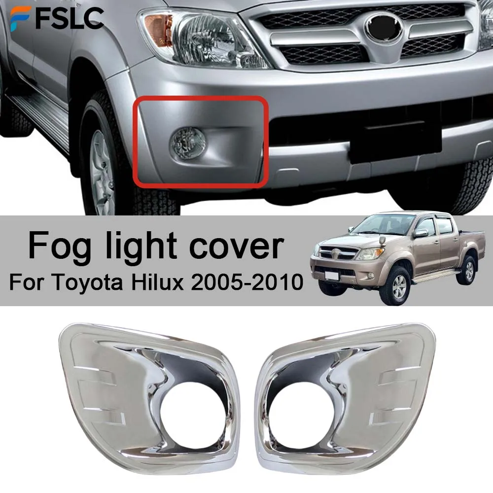 

Аксессуары для автомобилей: накладки на противотуманные фары для Toyota Hilux 2005-2010, серебристые, декоративные наклейки для стайлинга, модификация автомобиля.