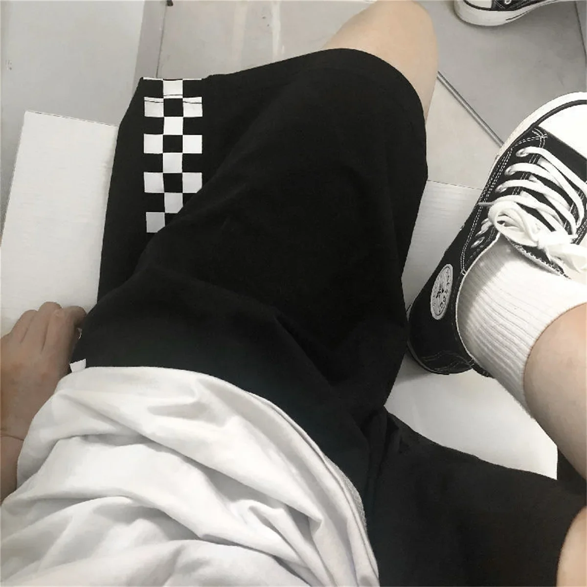 Shorts Men's Summer 2025 New Korean Edition Ins Retro Chessboard Pattern Wide Leg Pants High Waist Loose Casual Pants Trendy