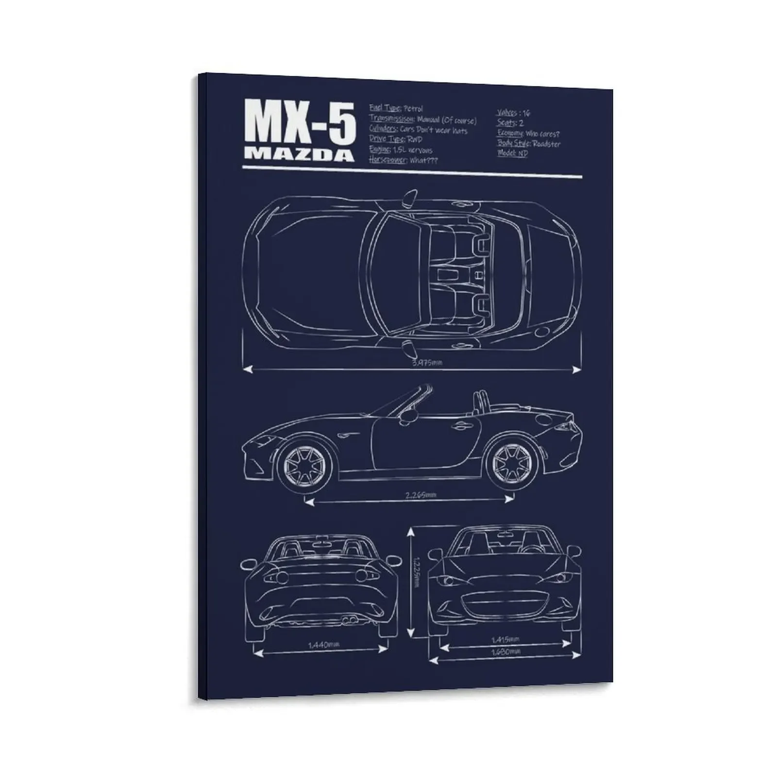 

Miata Blueprint ND White Canvas Painting Decoration bedroom office decoration Picture on the wall