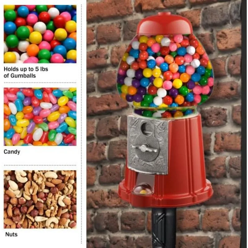 Vintage-Look Gumball Stand-Nostalgic Decor and Vending Machine, Red