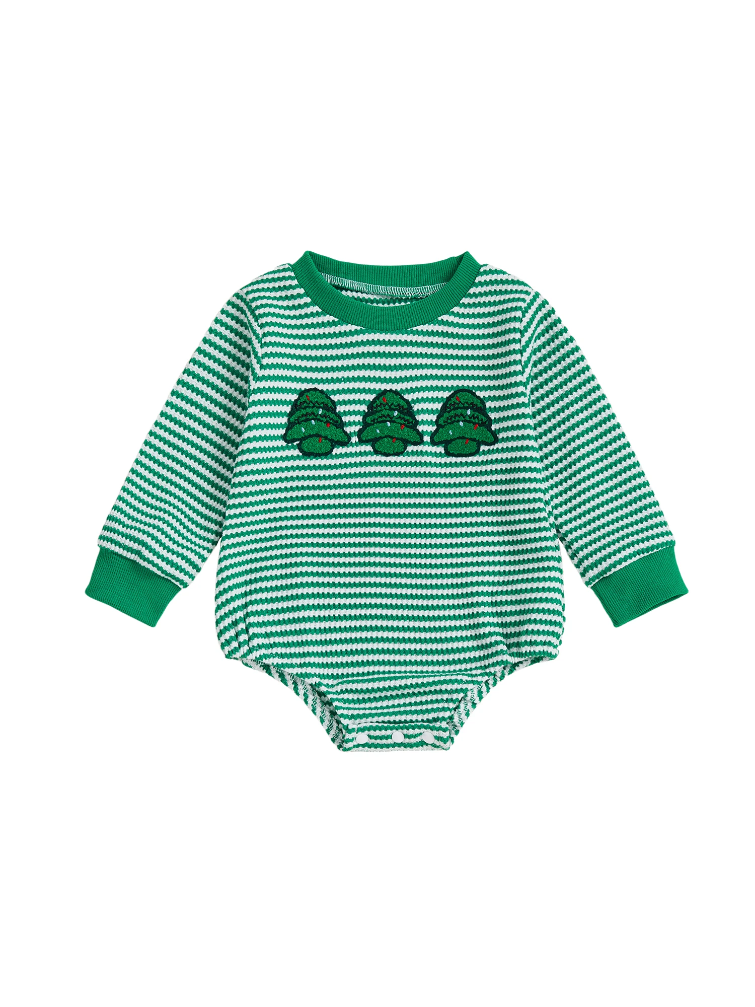 

Christmas Toddler Jumpsuit Festive Winter Romper with Embroidered Reindeer for Baby Boys and Girls Long Sleeve Striped