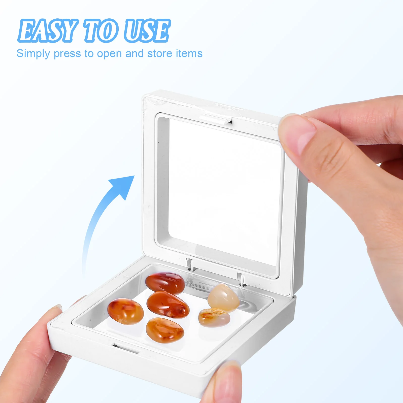 

9Pcs Film Display Box Clear Stand Floating Frame Case Jewelry Holder Transparent High Clarity Minimalist Desktop
