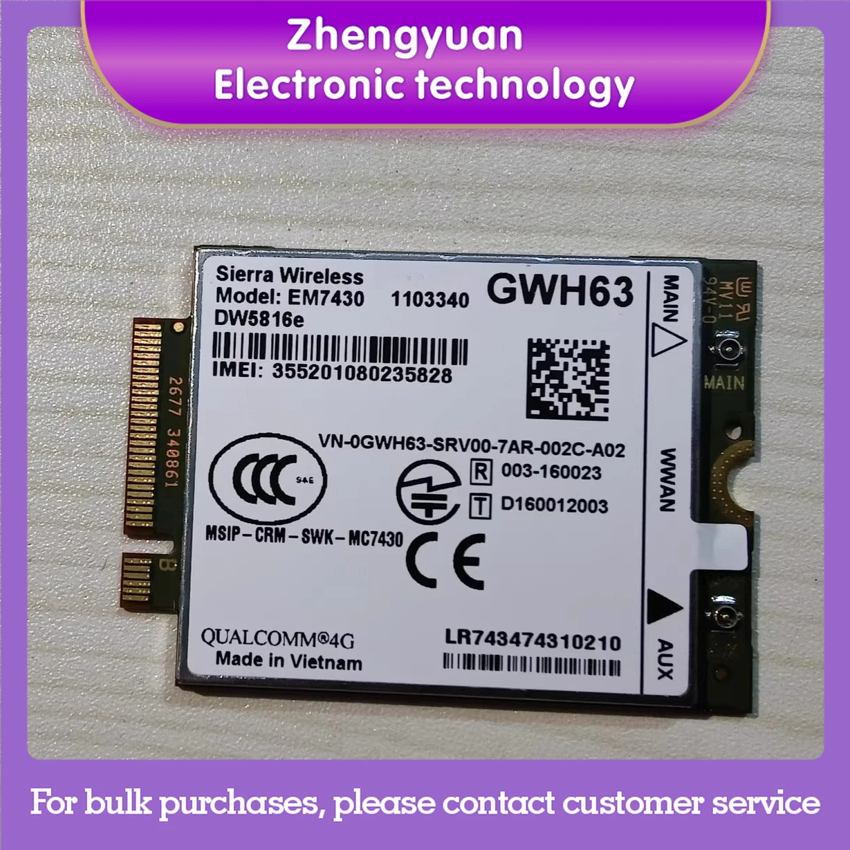 

Used For DELL 7490 7390 7530 5490 5290 Built-in 4G Module EM7430 DW5816E