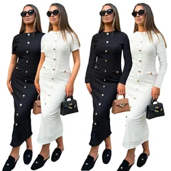 One Step Skirt 2024 Autumn New Mid length Skirt Slimming and Slimming Knitted Long Sleeve Round Neck Hooded Women's Dress