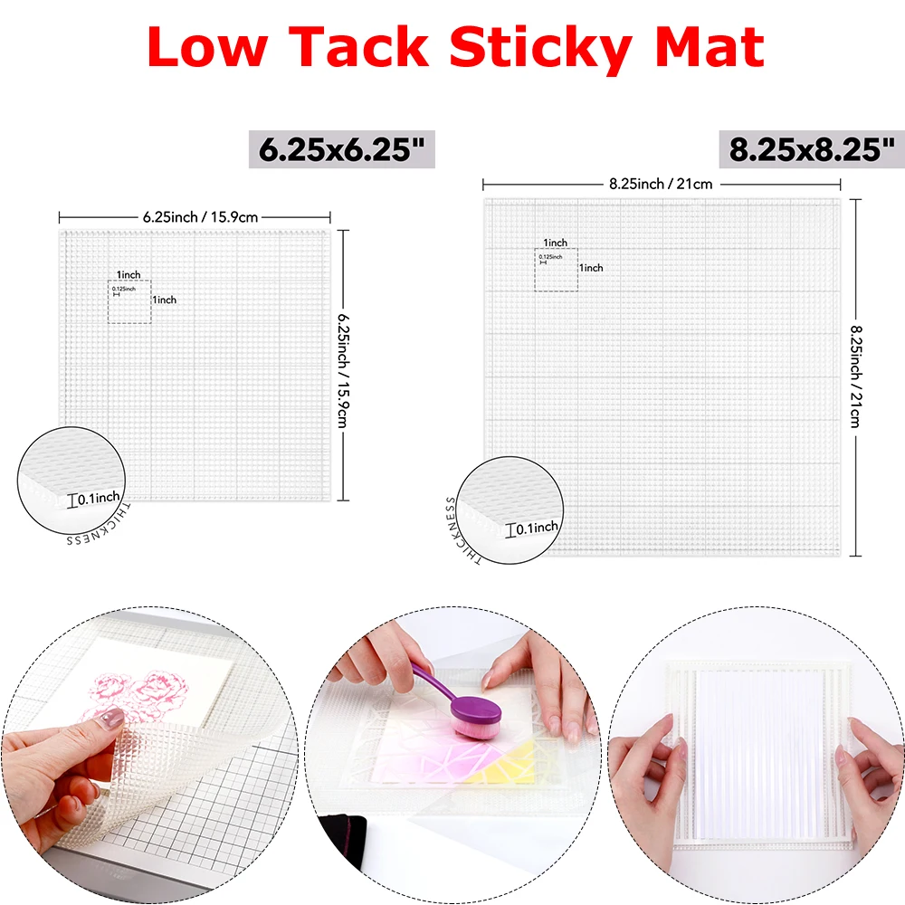 

Multifunction Low Tack Sticky Mat with Grid for Positioning Die Cut Letters Stamping Stenciling Ink Blending Paper Craft Project