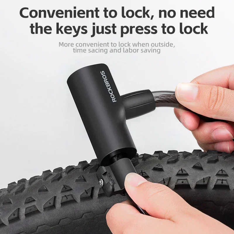 ROCKBROS Bicycle Lock Portable Anti-theft Zinc Alloy Multifunctional Cable Lock MTB Road Cycling Motorcycle Bike Accessories