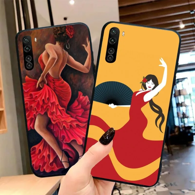 Spain Flamenco Dancer Phone Case for OPPO Find X5 X3 X2 A93 Reno 8 7 Pro A74 A72 A53 Black Soft Cover Funda Shell