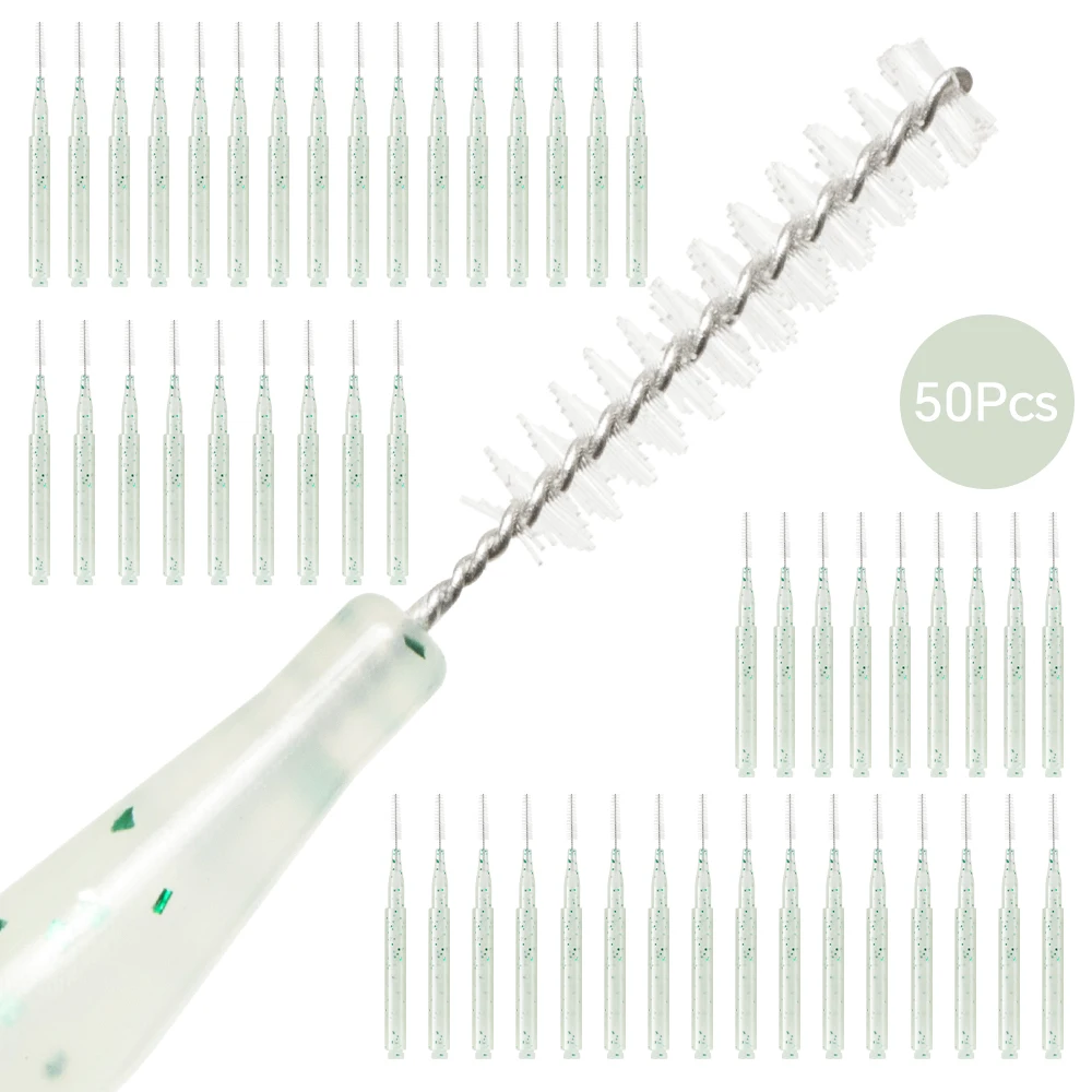 50 Pack 0.7-1.2mm I Shape Interdental Brushes for Cleaning Between Teeth, Oral Hygiene Toothpick, Portable Tooth Clean Flosser
