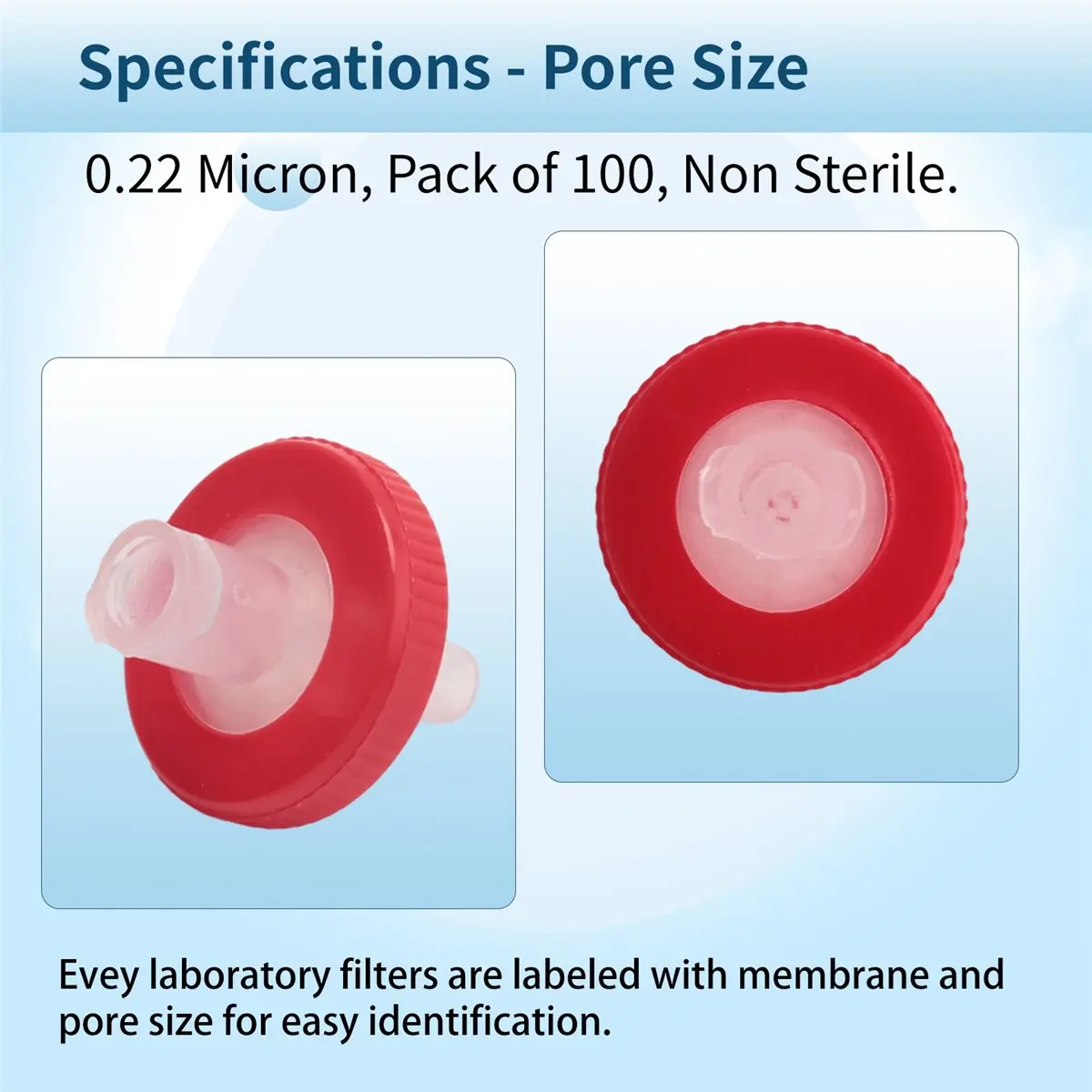 newyear828 100 PCS Syringe Filter PTFE, Syringe Lab Filter 13mm Membrane Diameter, 0.22μM Pore Size, HPLC