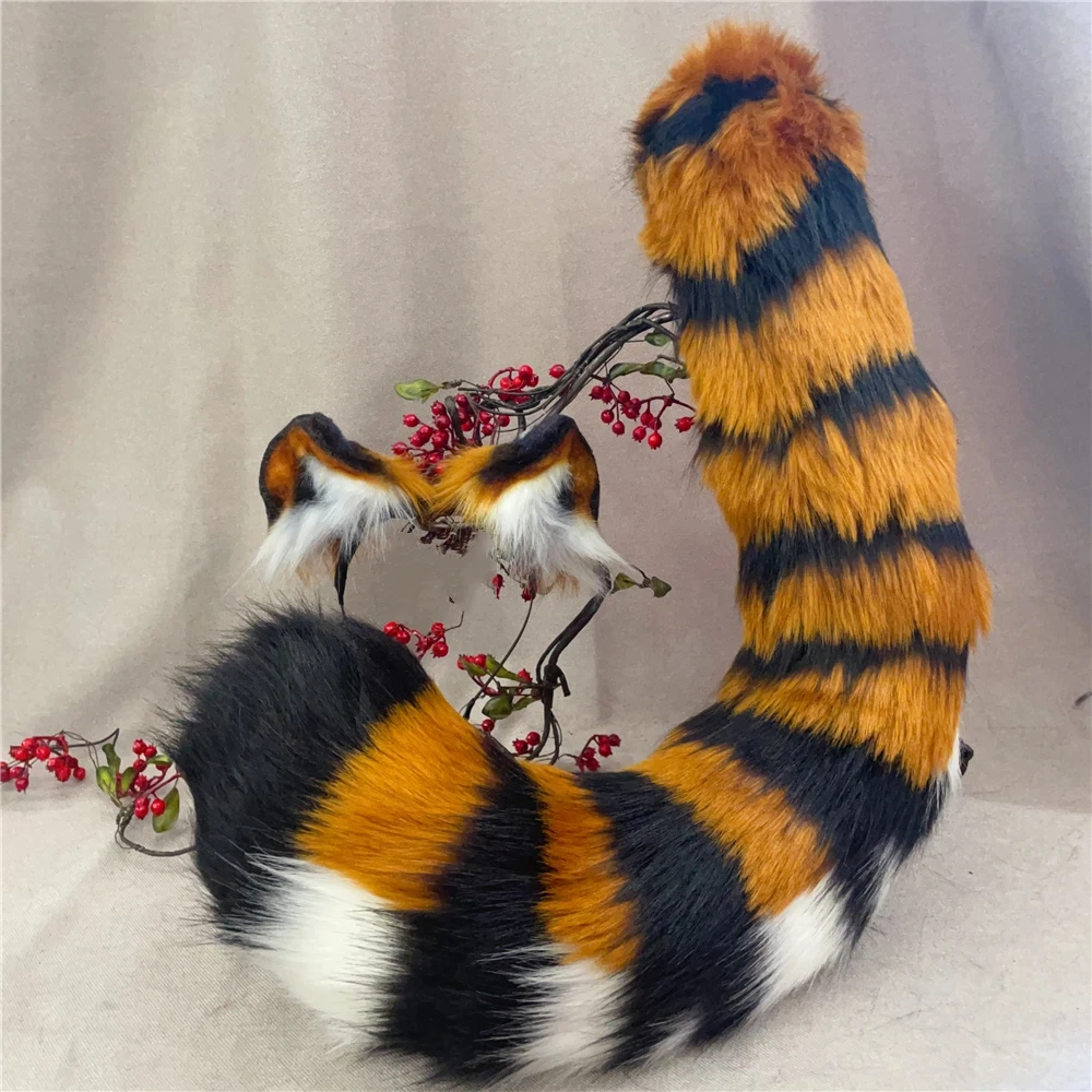 

Custom Handmade Christmas Halloween Luwu Tiger Ears Hairhoop Headwear Tail Gloves Shoes Fursuit For Lolita Game Party Cosplay