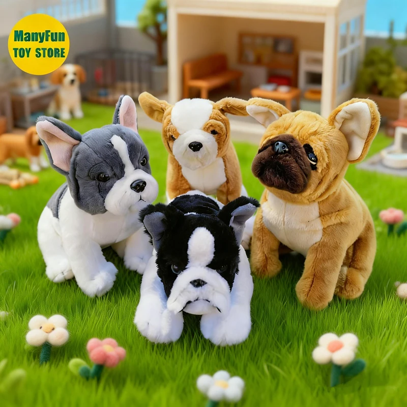 Peluche de Bulldog Realista, Peluche de Pug, Juguete de Peluche de Bulldog, Muñeco de Simulación de Pit Bull Terrier, Juguete Coleccionable
