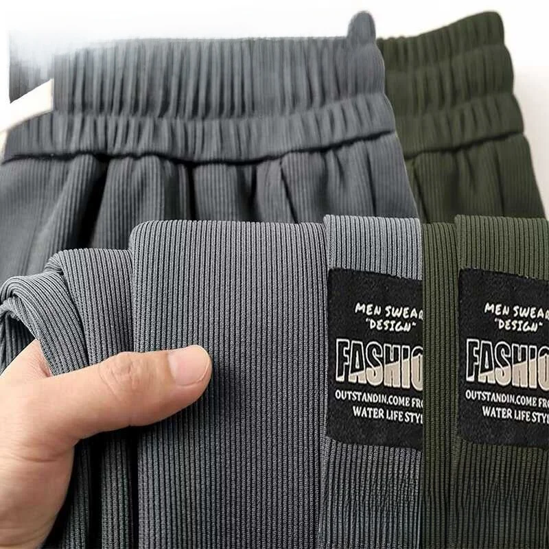 

Ice Silk Men's Pants Thin Wear Resistant Summer Elastic Breathable Long Trousers Straight Leg Casual Pants Youth Faion