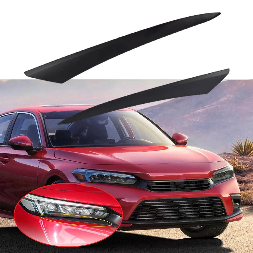 

1 Pair Car Headlight Eyebrow Cover Trim Stickers Black For Honda Civic 2022 2023 Car Eyelids Lids decorative accessories