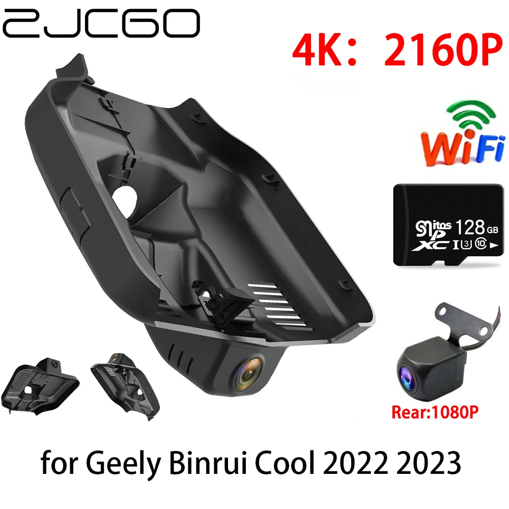 

ZJCGO 2K 4K Car DVR Dash Cam Wifi Front Rear Camera 2 Lens 24h parking for Geely Binrui Cool 2022 2023