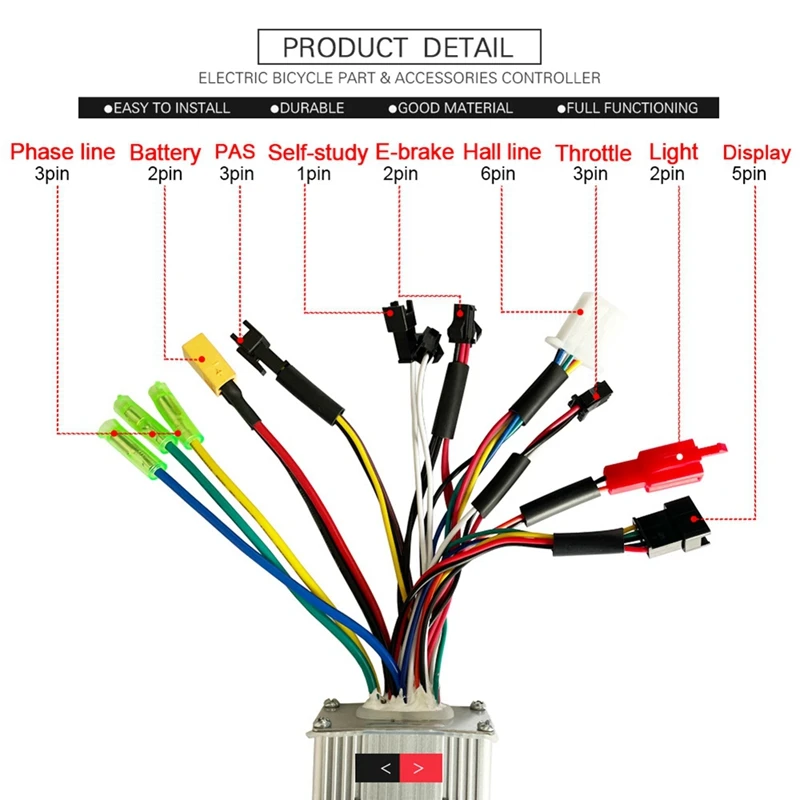 24V 36V 48V 250W 350W Three-Mode 6 Tubes Brushless 17A Controller Throttle Brake Kit With LED SW900 Display E-Bike Parts