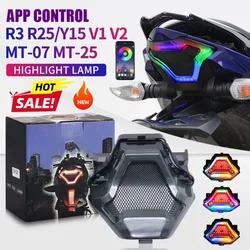 오토바이 LED 미등 브레이크 후방 방향 지시등 램프, 앱 제어, 야마하 YZF R3/25 Y15ZR FZ07 MT07 LC150 MT-07 YZ-F