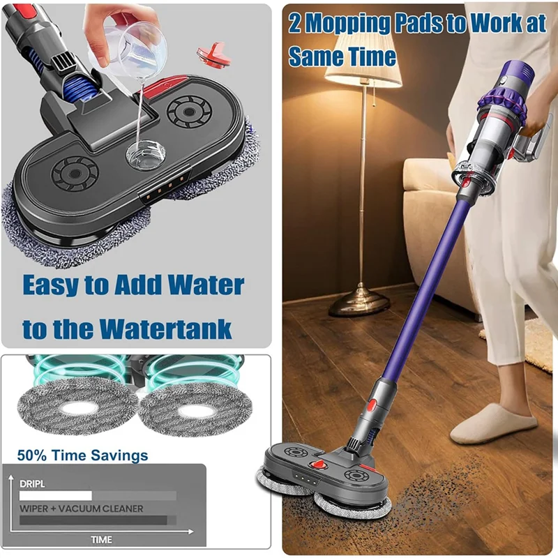 

2 In 1 Vacuum Cleaner Floor Brush Head For Dyson V7, V8, V10, V11, V15 Simultaneous And Efficient Cleaning