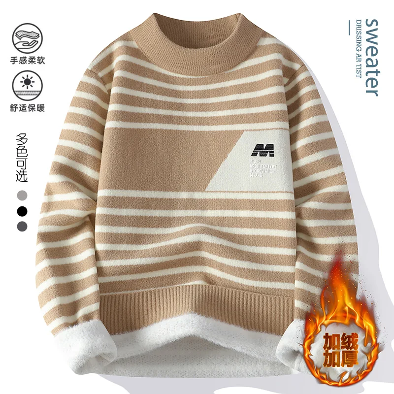 2025 winter korean style Sweaters men mens warm sweater mens fashion sweaters plaid patterns Men's wool pullovers male M-4XL